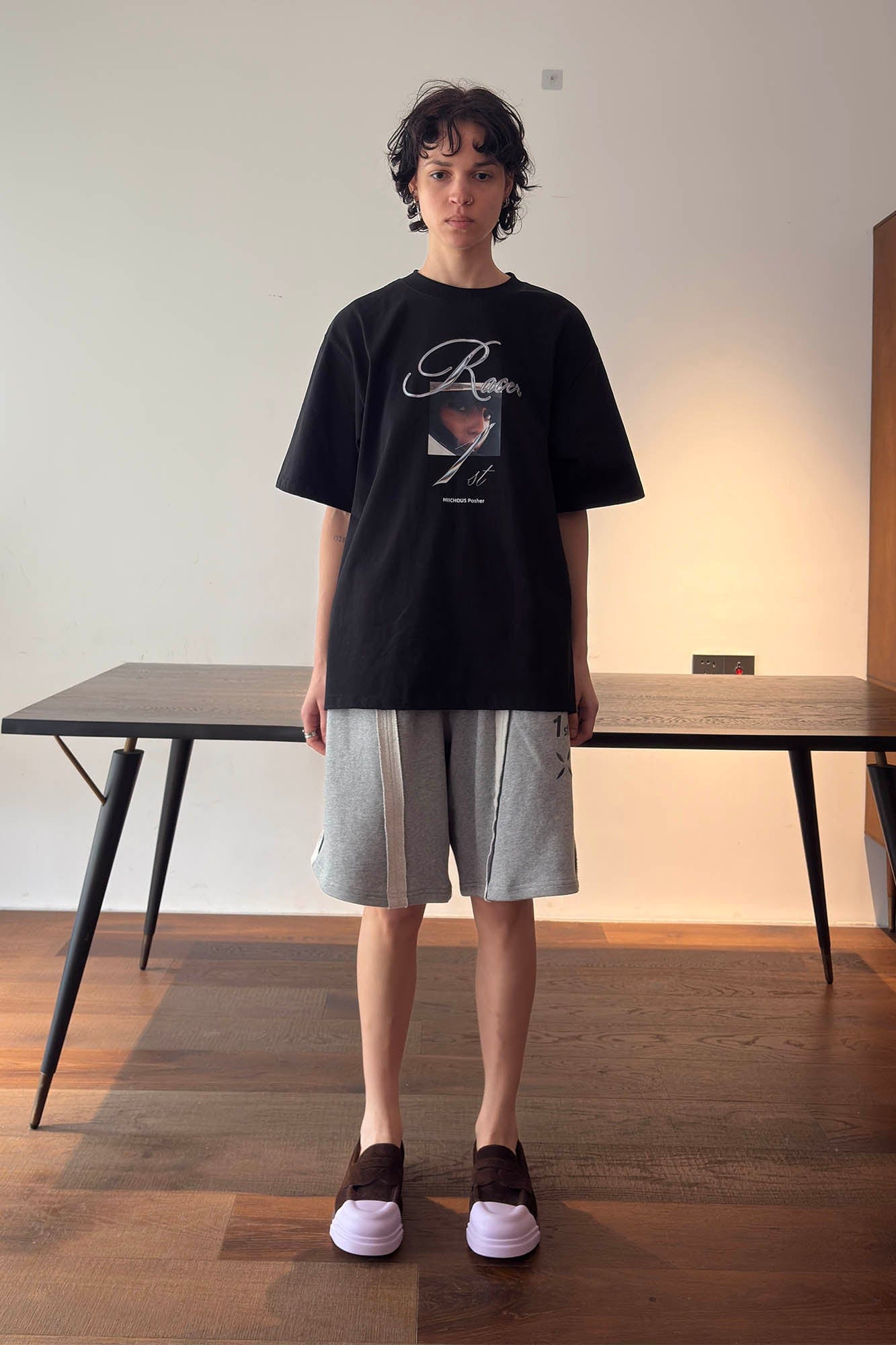 MIICHOUS Frayed Spliced Elastic Shorts