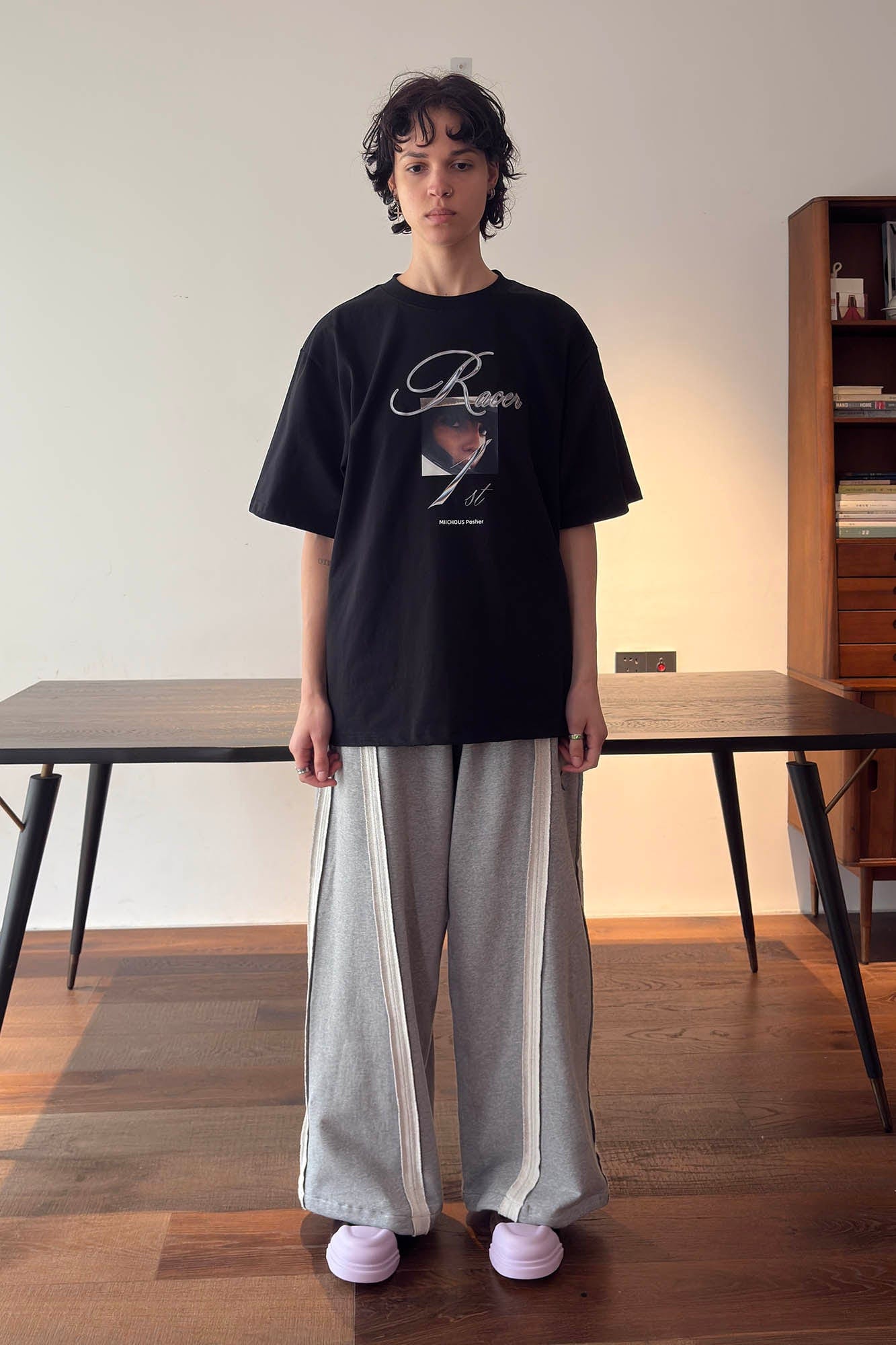 MIICHOUS Frayed Spliced Elastic Pants