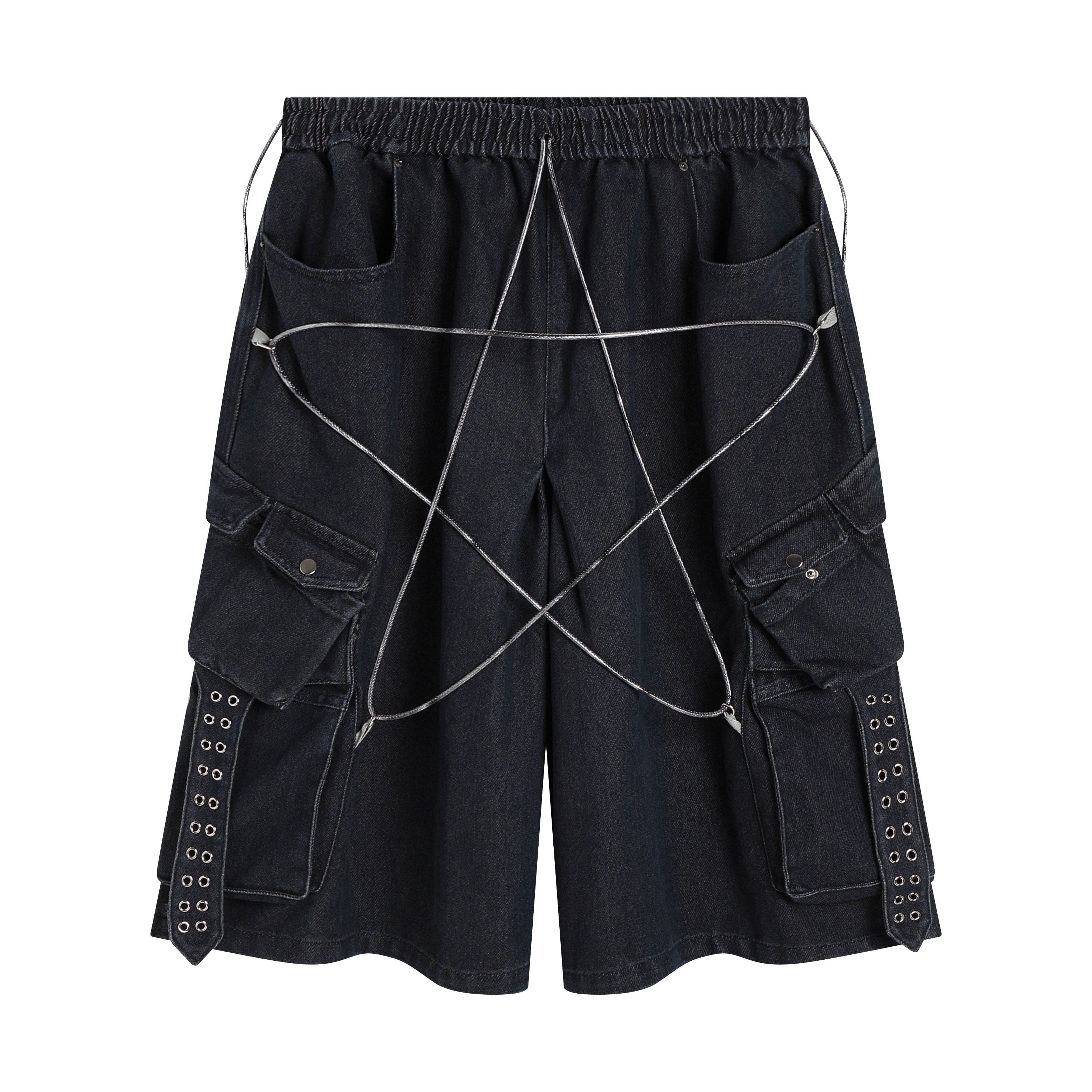 DND4DES Star Drawstring Deconstructed Denim Shorts