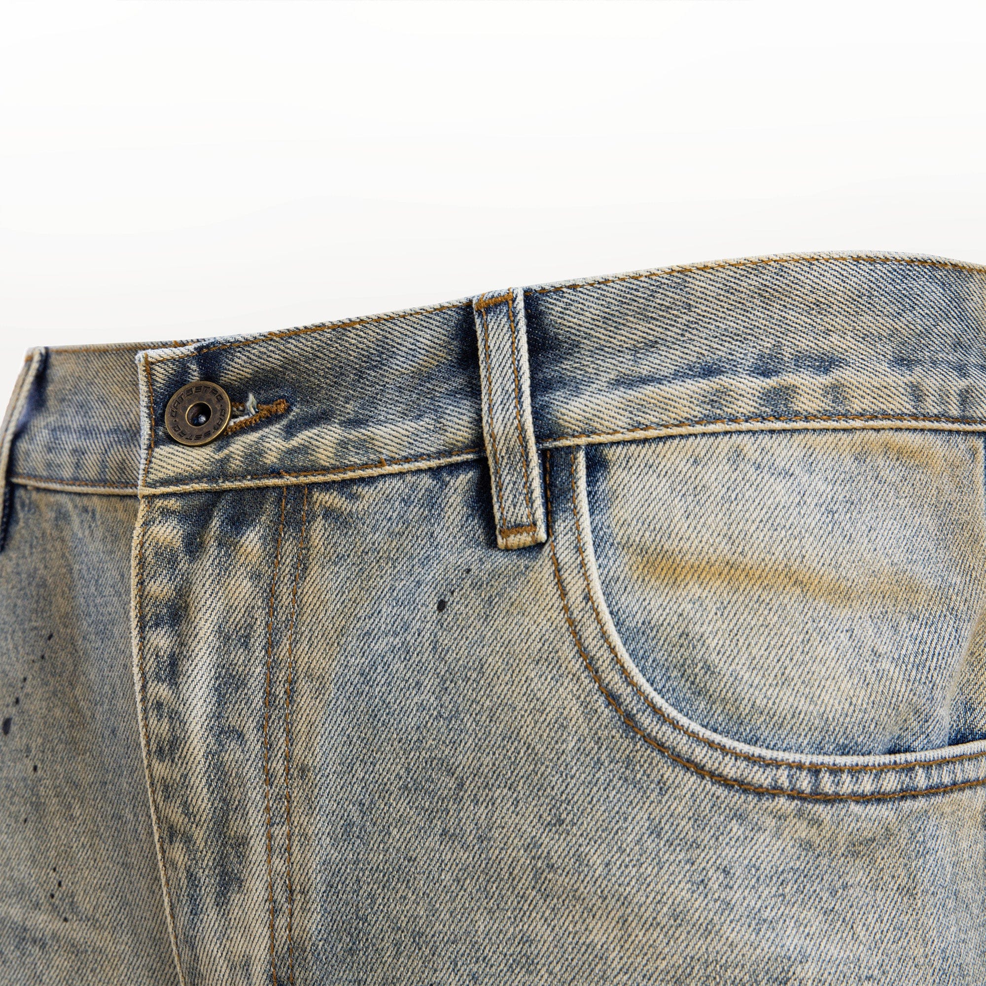 CATSSTAC Washed Sunfade Paint-Splatter Wide-Leg Jeans