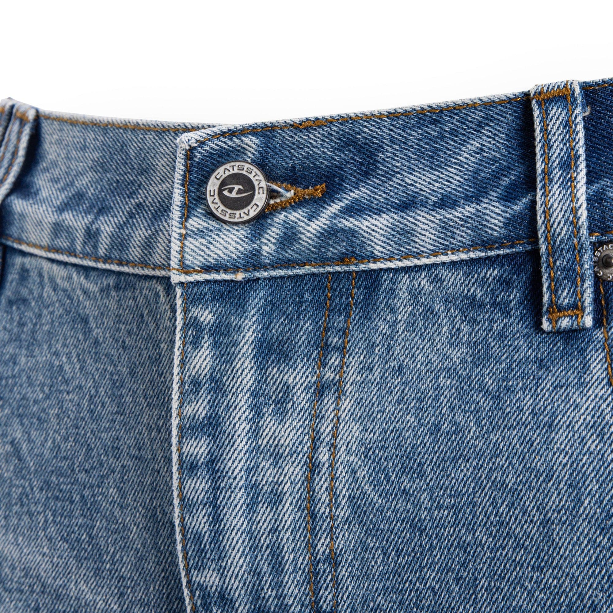 CATSSTAC Frost-Washed Distressed Straight-Leg Jeans