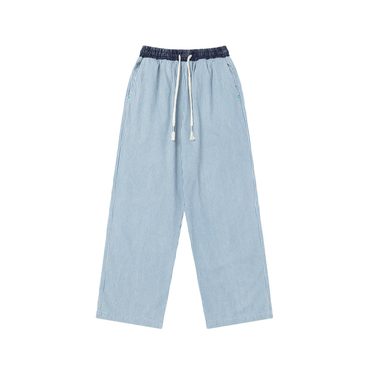 OVDY Striped Turquoise Rivet Straight-Leg Pants