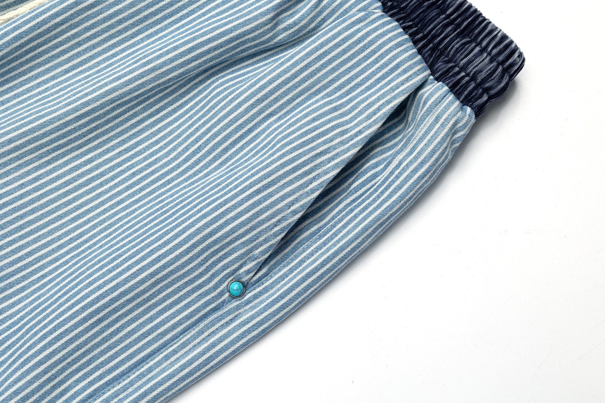 OVDY Striped Turquoise Rivet Straight-Leg Pants
