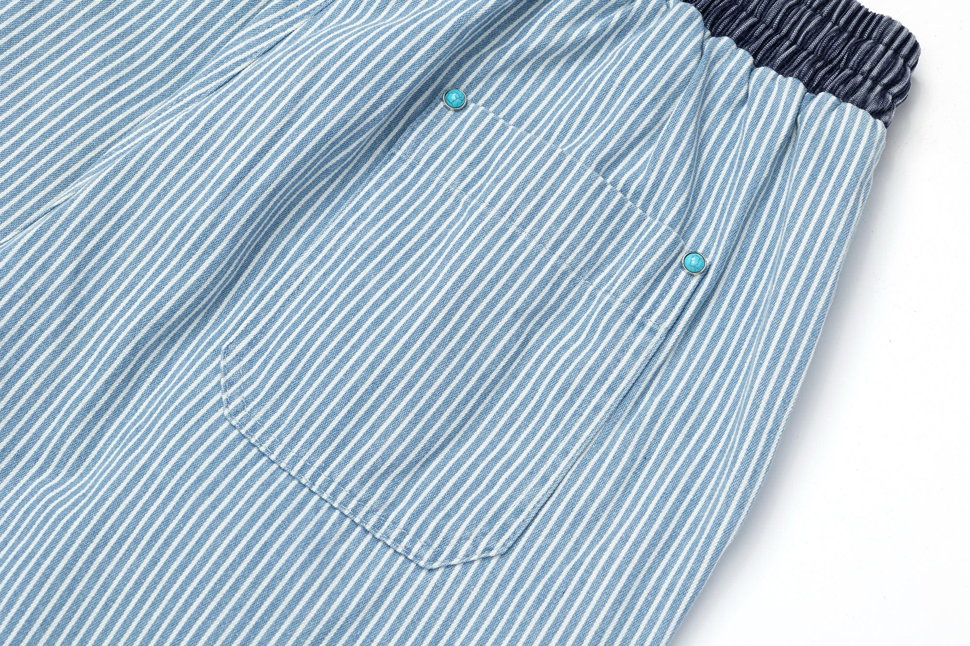 OVDY Striped Turquoise Rivet Straight-Leg Pants