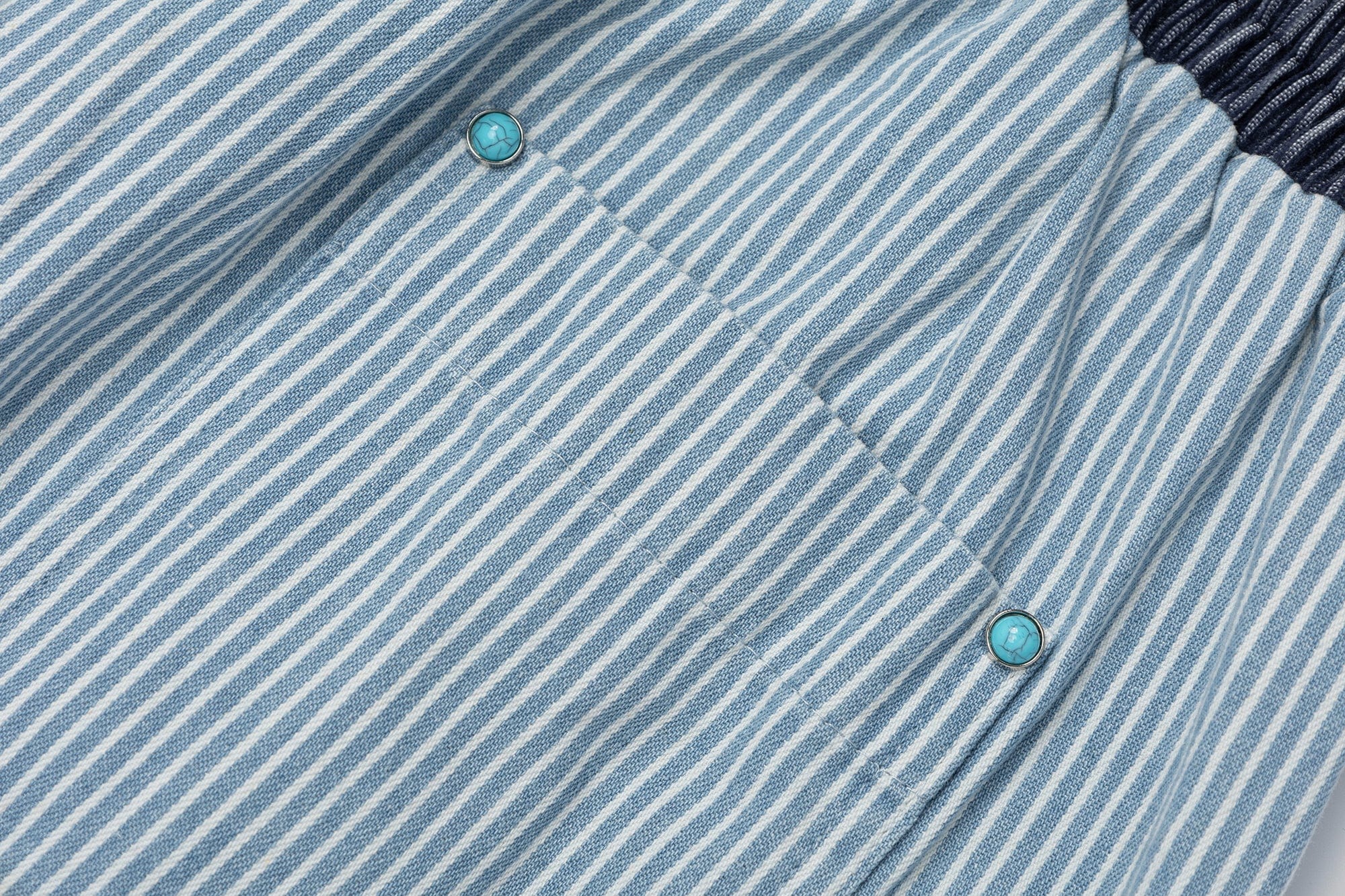 OVDY Striped Turquoise Rivet Straight-Leg Pants
