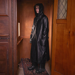 KADAKADA Side-Zipper Rivet Wrinkled Trench Coat
