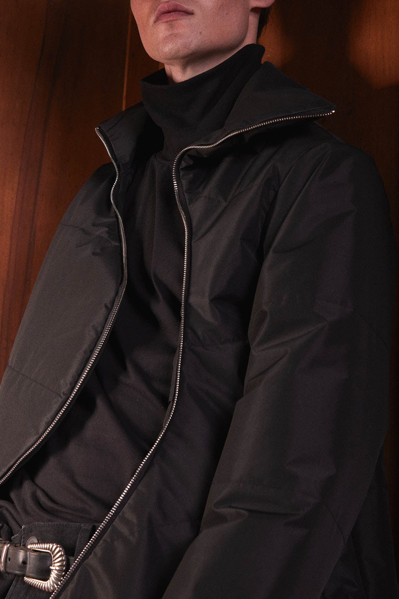 KADAKADA Curved Zipper Detachable-Hem Quilted Jacket