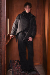 KADAKADA Curved Zipper Detachable-Hem Quilted Jacket