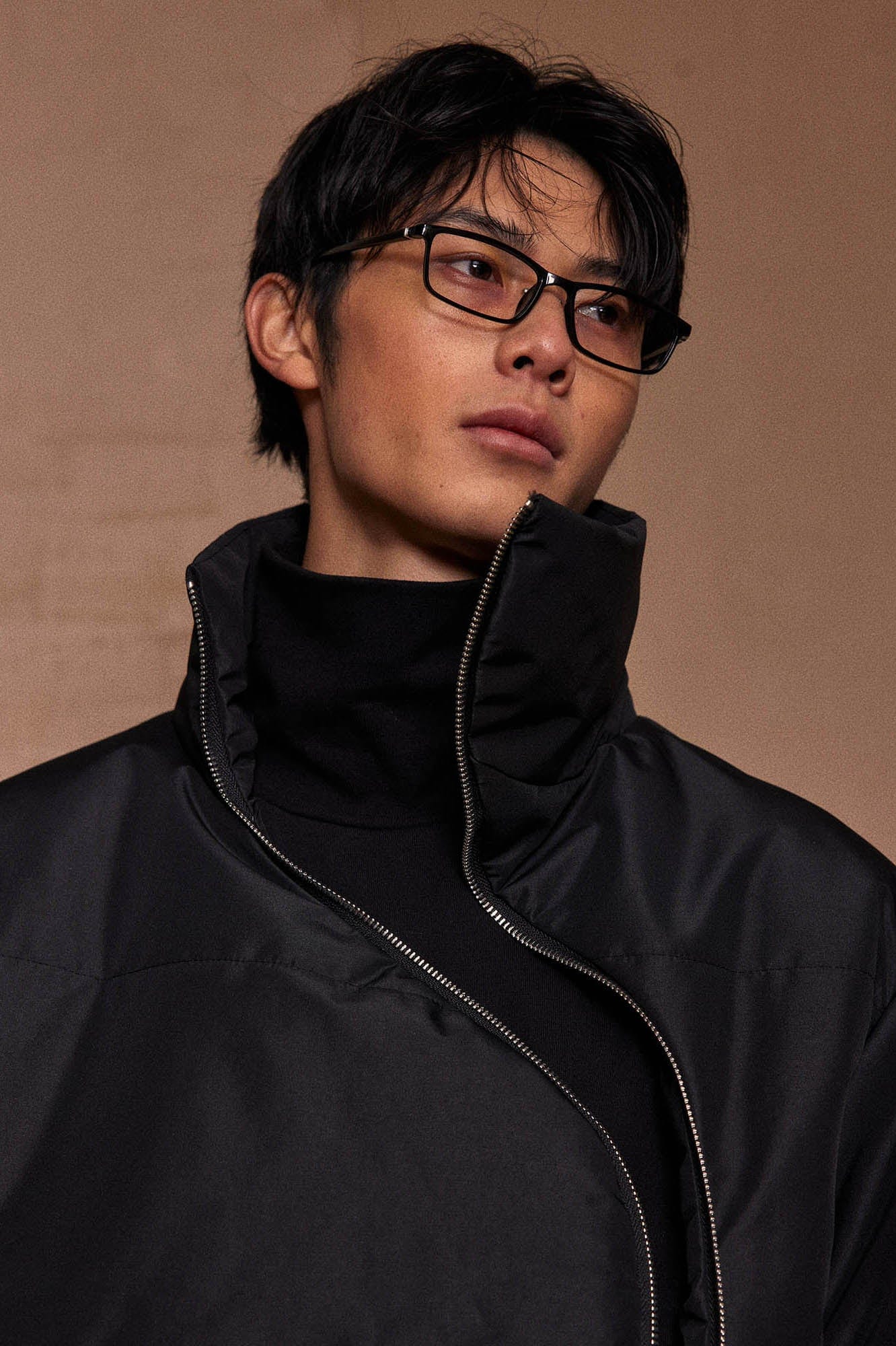 KADAKADA Curved Zipper Detachable-Hem Quilted Jacket