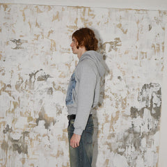 LEONSENSE Denim Print Zip-Up Hoodie
