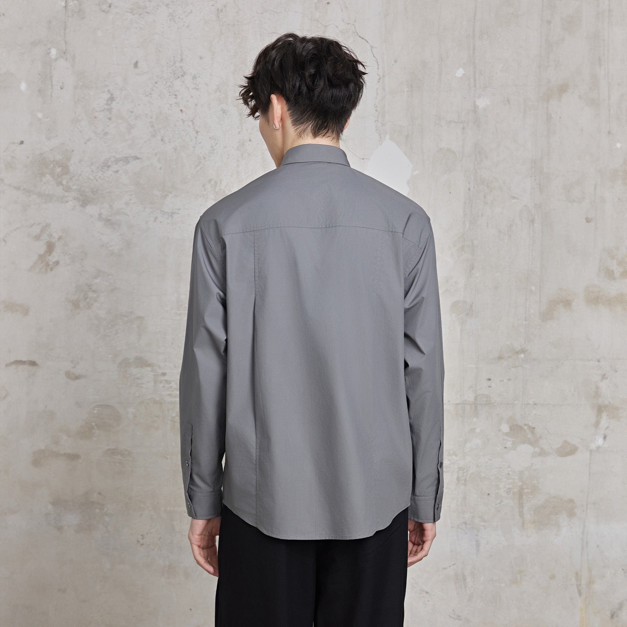 FACEONLAB Modern Patch-Pocket Poplin Shirt