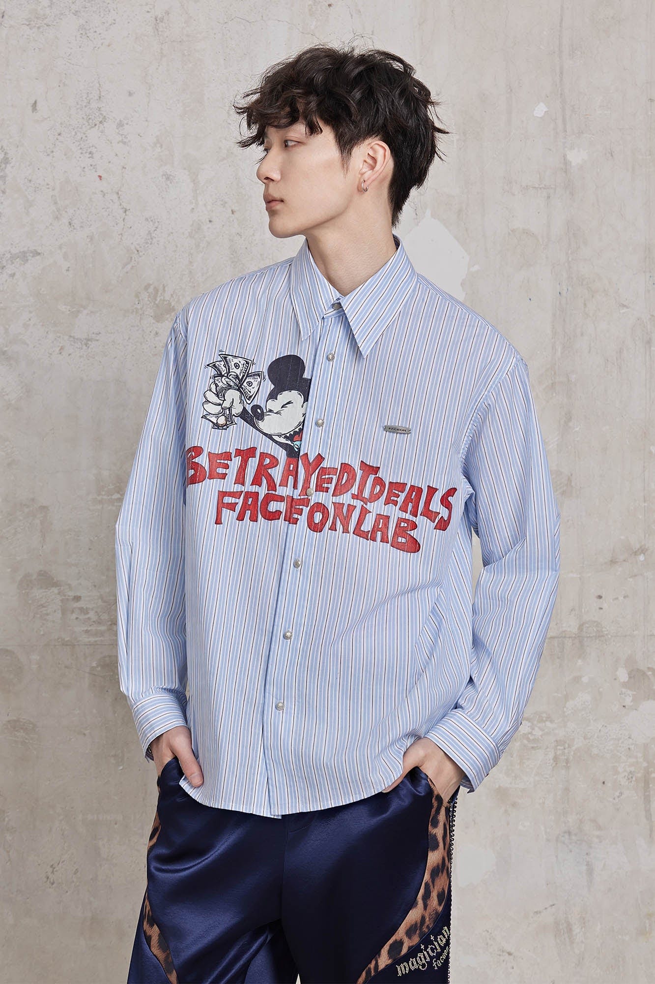 FACEONLAB Betrayed Ideals Pinstriped Shirt