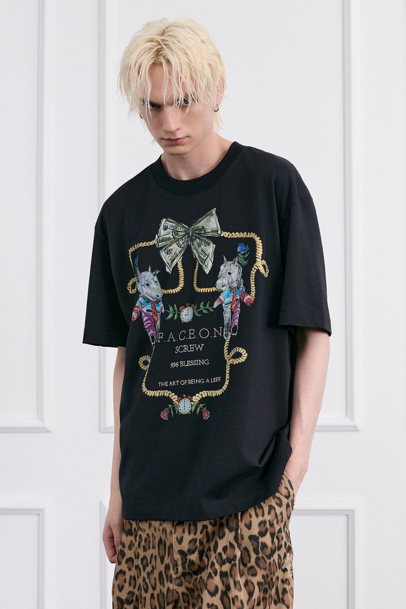 FACEONLAB Whimsical Cow and Horse T-Shirt