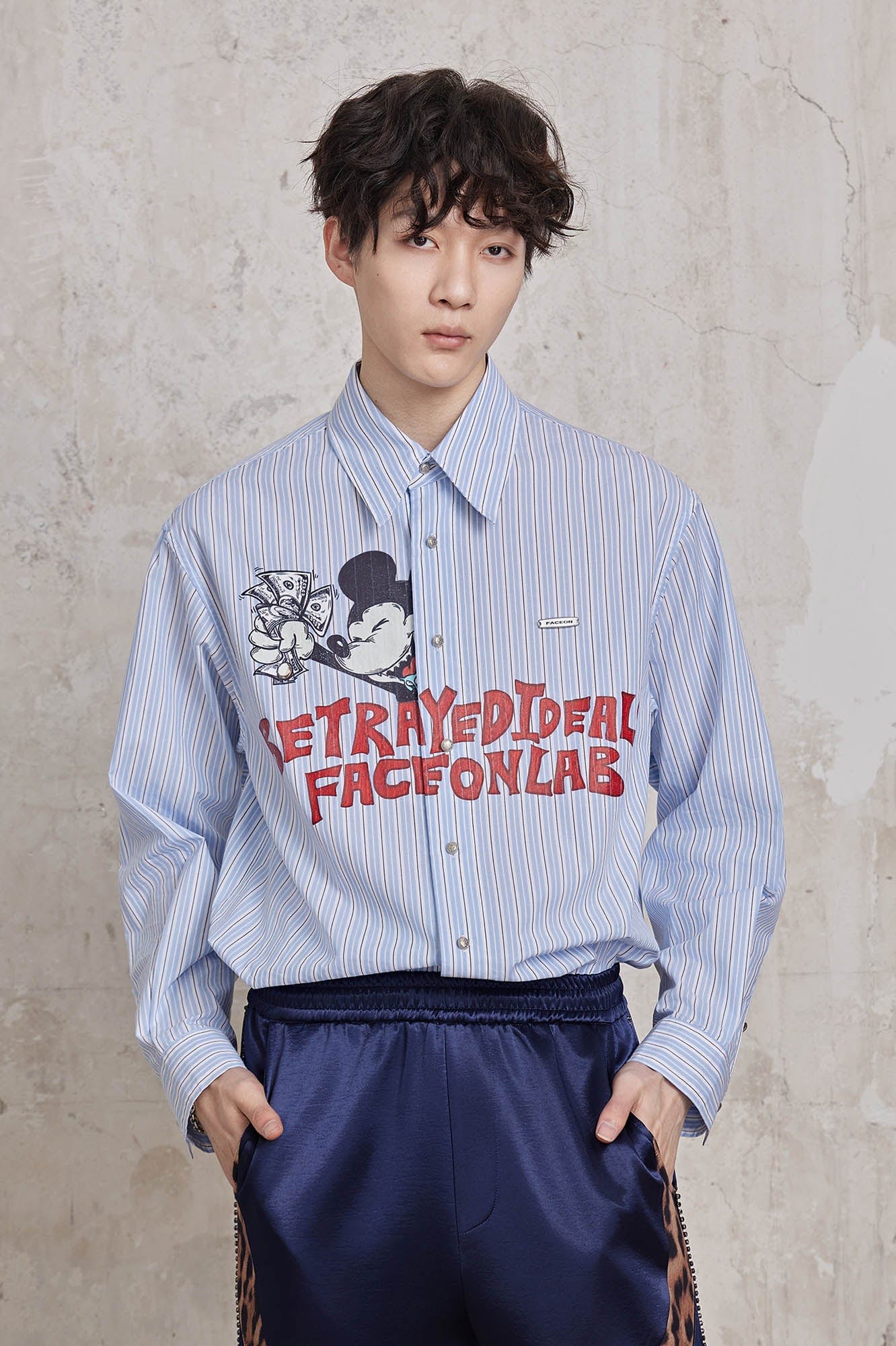 FACEONLAB Betrayed Ideals Pinstriped Shirt