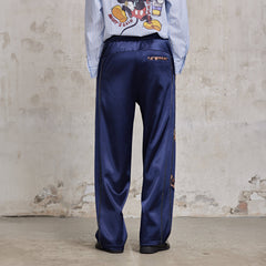 FACEONLAB Diamond Leopard-Spliced Satin Pants