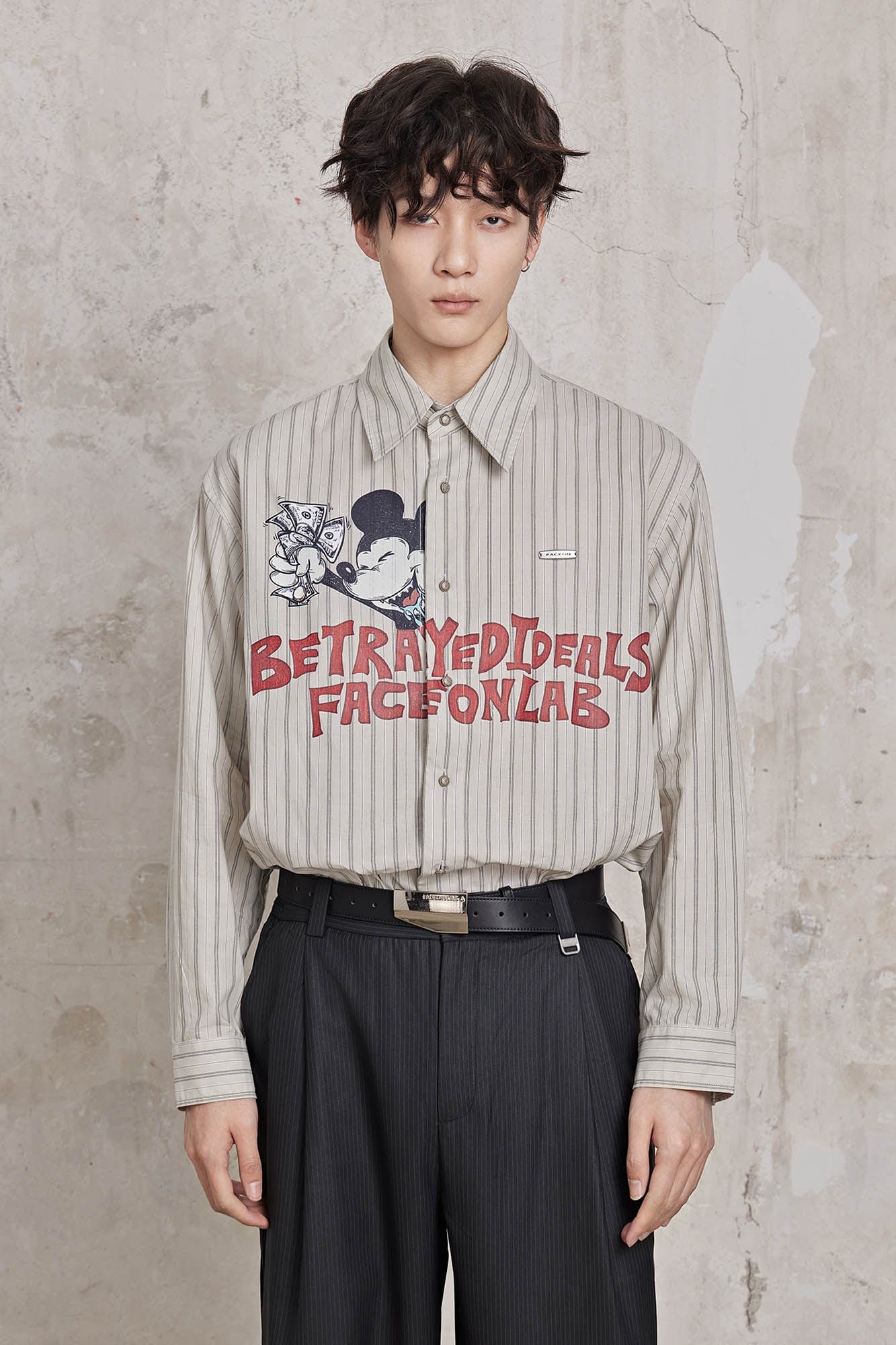 FACEONLAB Betrayed Ideals Pinstriped Shirt