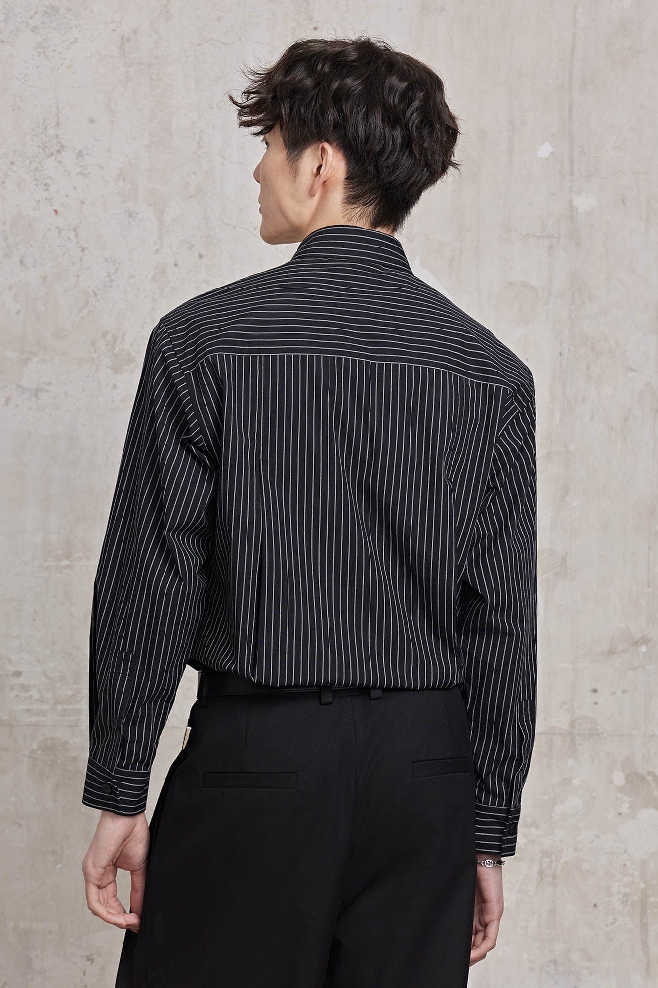 FACEONLAB Striped Patch-Pocket Poplin Shirt