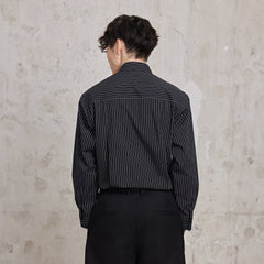 FACEONLAB Striped Patch-Pocket Poplin Shirt