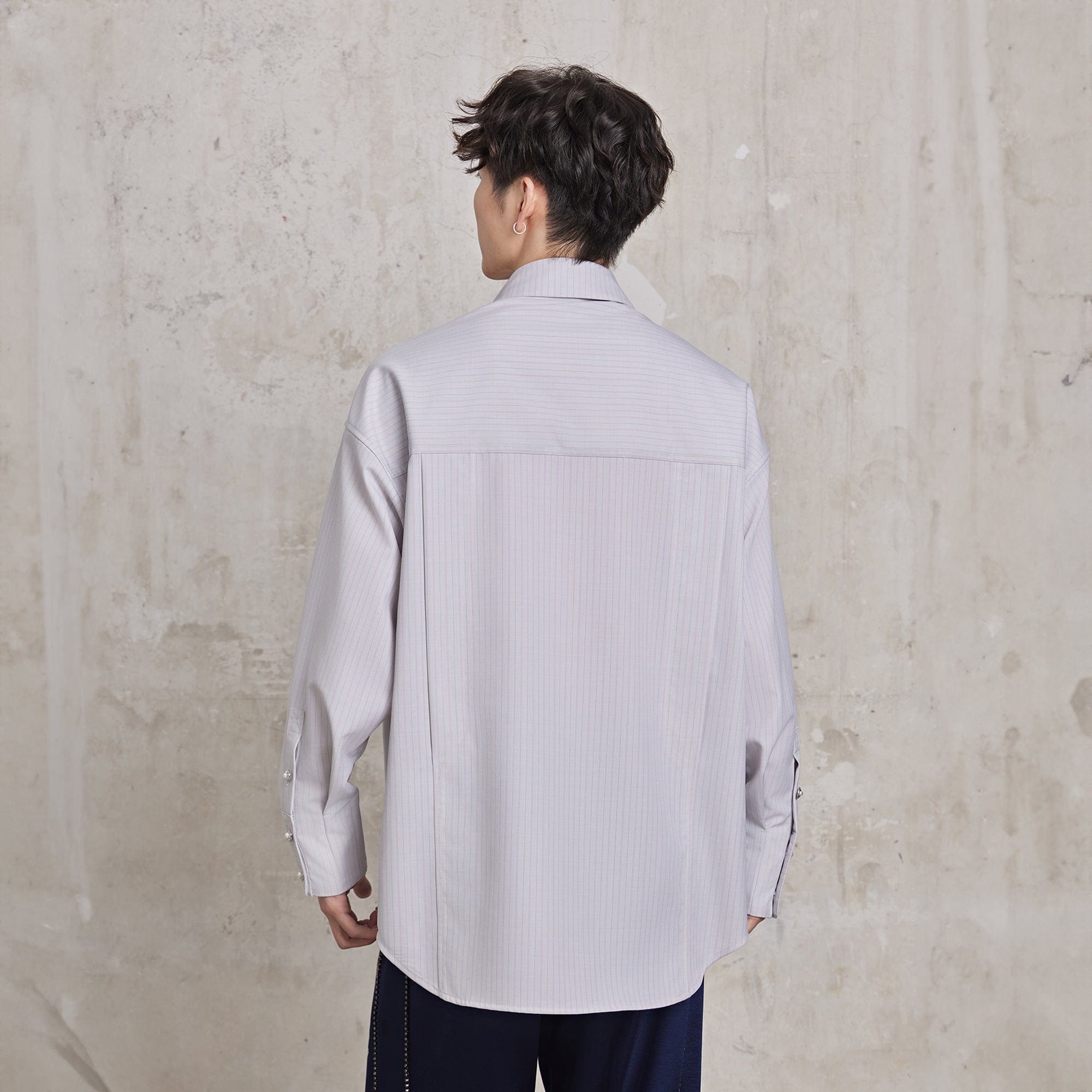 FACEONLAB Pinstriped Rivet Diamond Shirt