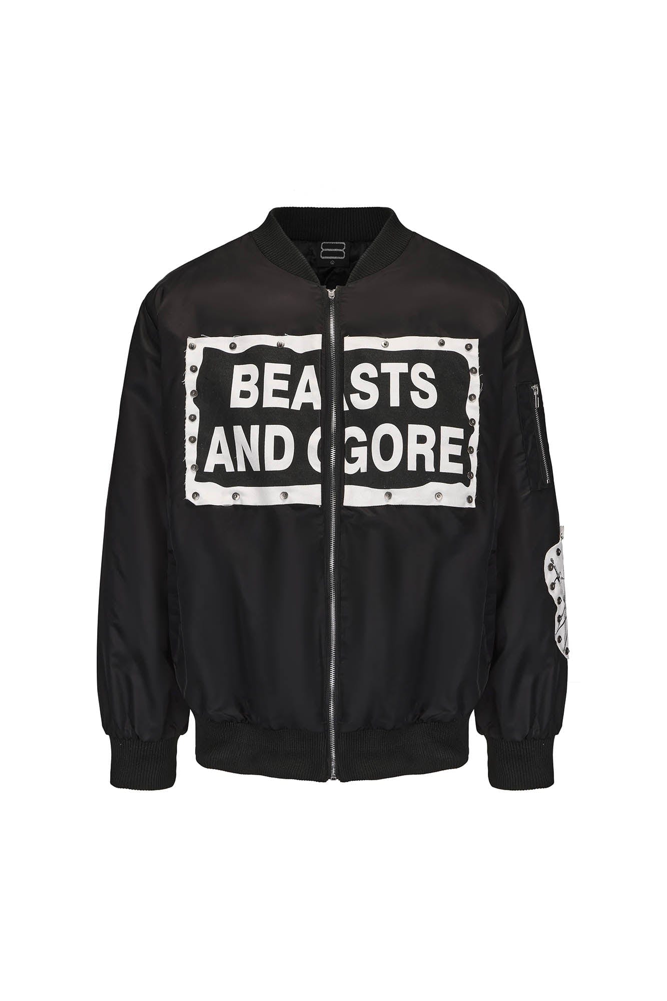 BLACK8MOB Studded Patchwork Bomber Jacket