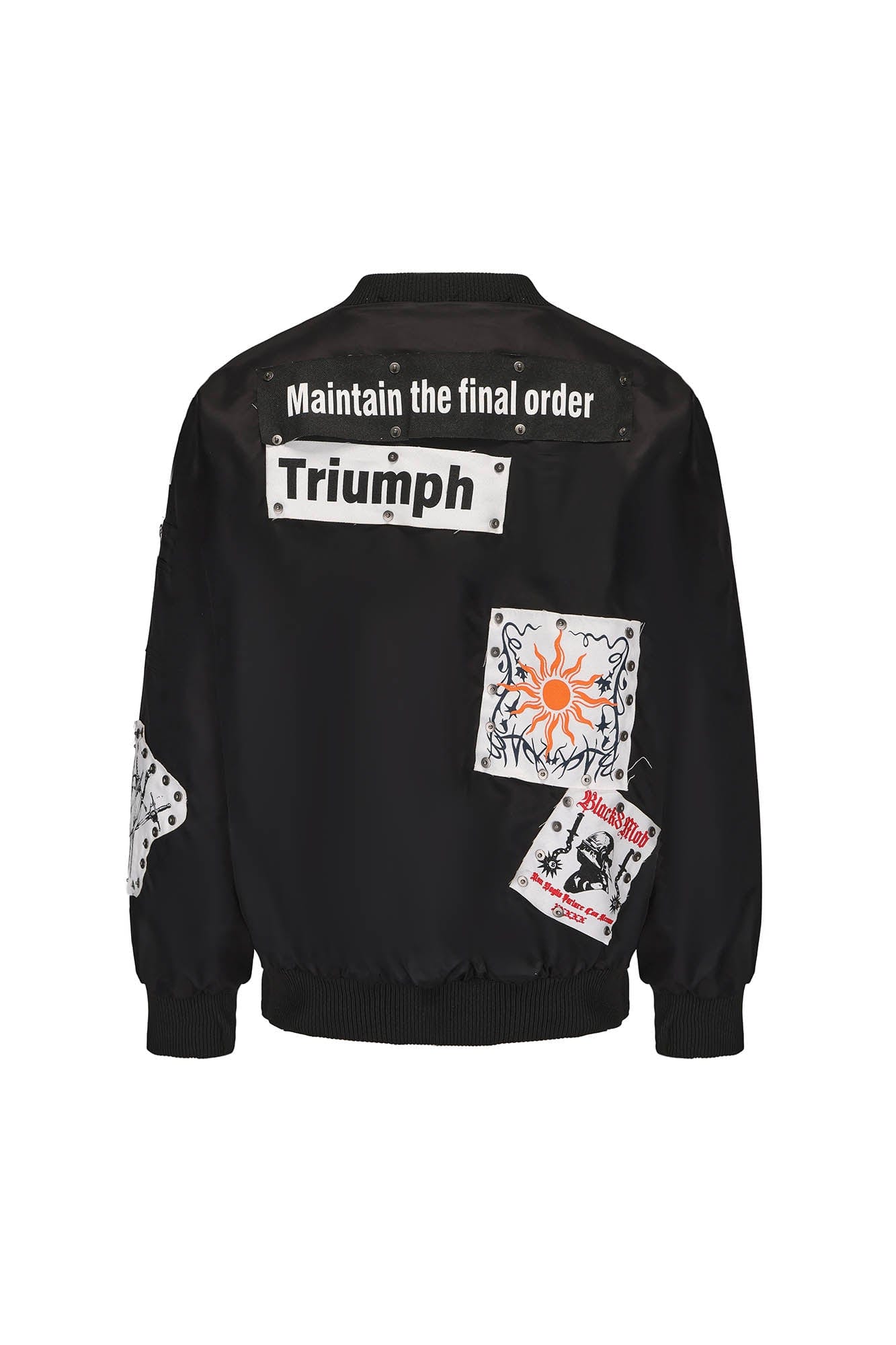 BLACK8MOB Studded Patchwork Bomber Jacket