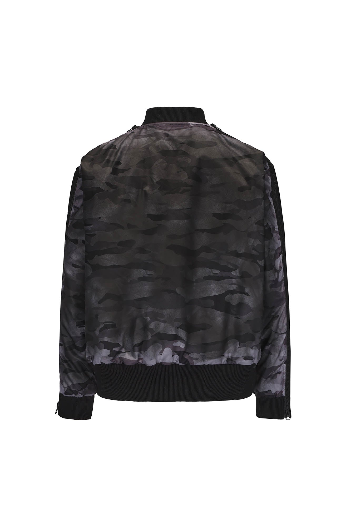 BLACK8MOB Retro Distressed Camo Panel Bomber Jacket