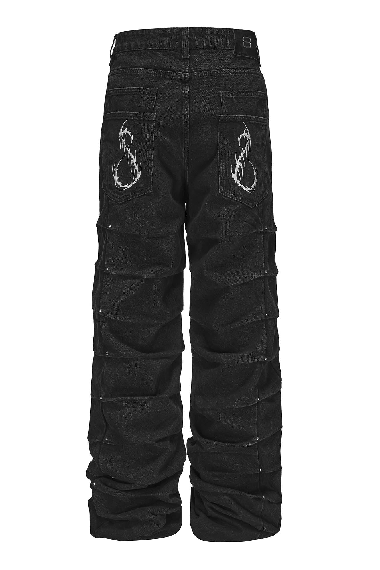 BLACK8MOB Armour Crinkled Rivet Pants