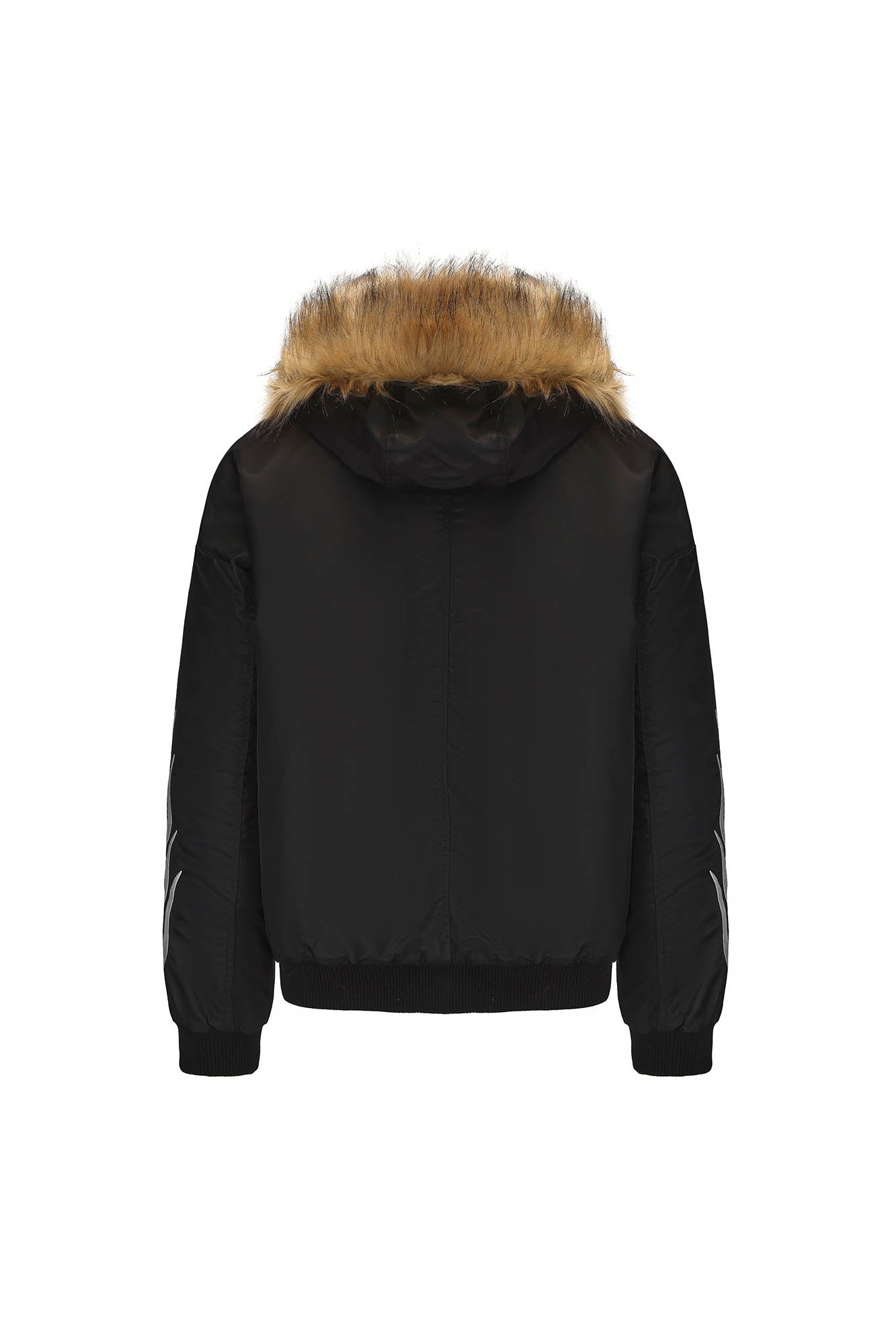 BLACK8MOB Flame Detachable-Fur Hooded Jacket