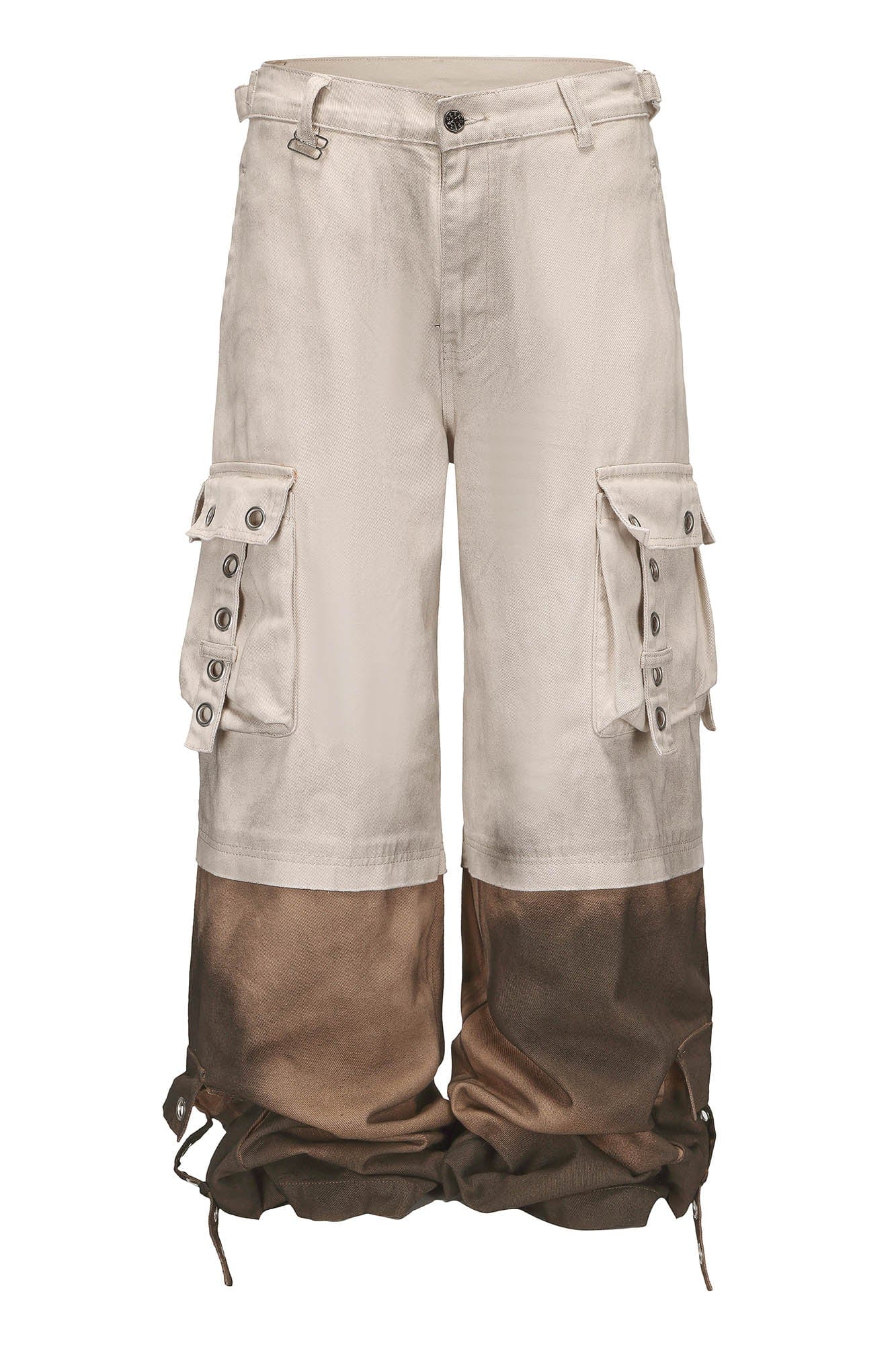 BLACK8MOB Distressed Paneled Multi-Pocket Cargo