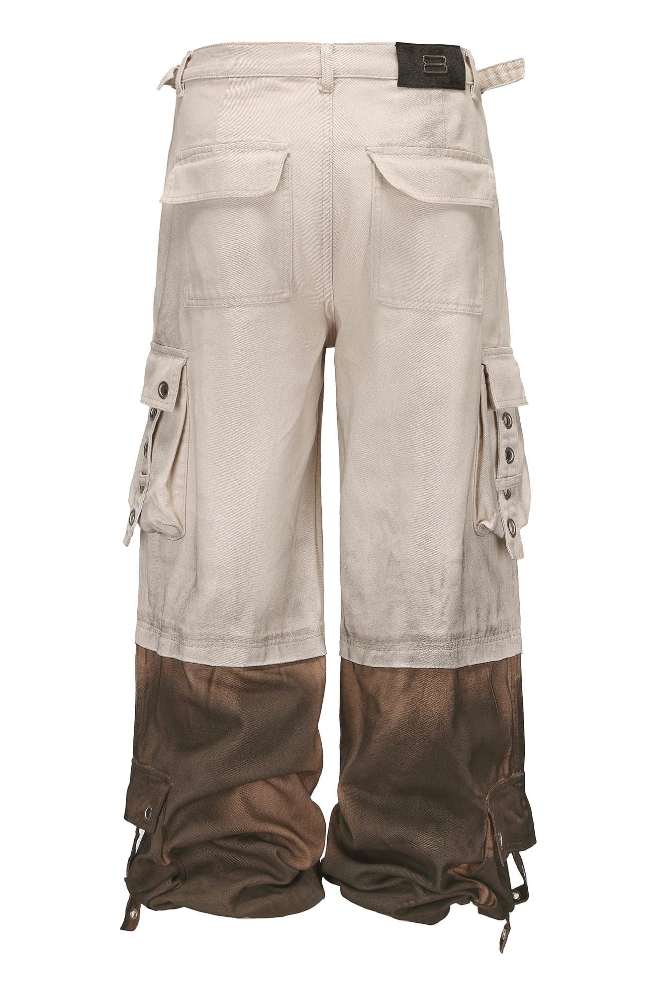 BLACK8MOB Distressed Paneled Multi-Pocket Cargo