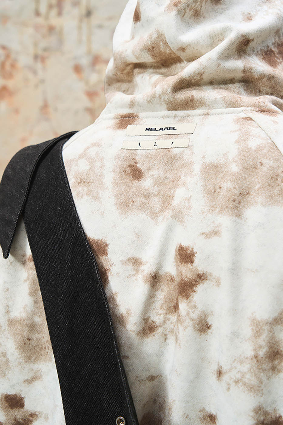 RELABEL Washed Cement-Dyed Double-Hat Zip-Up Hoodie