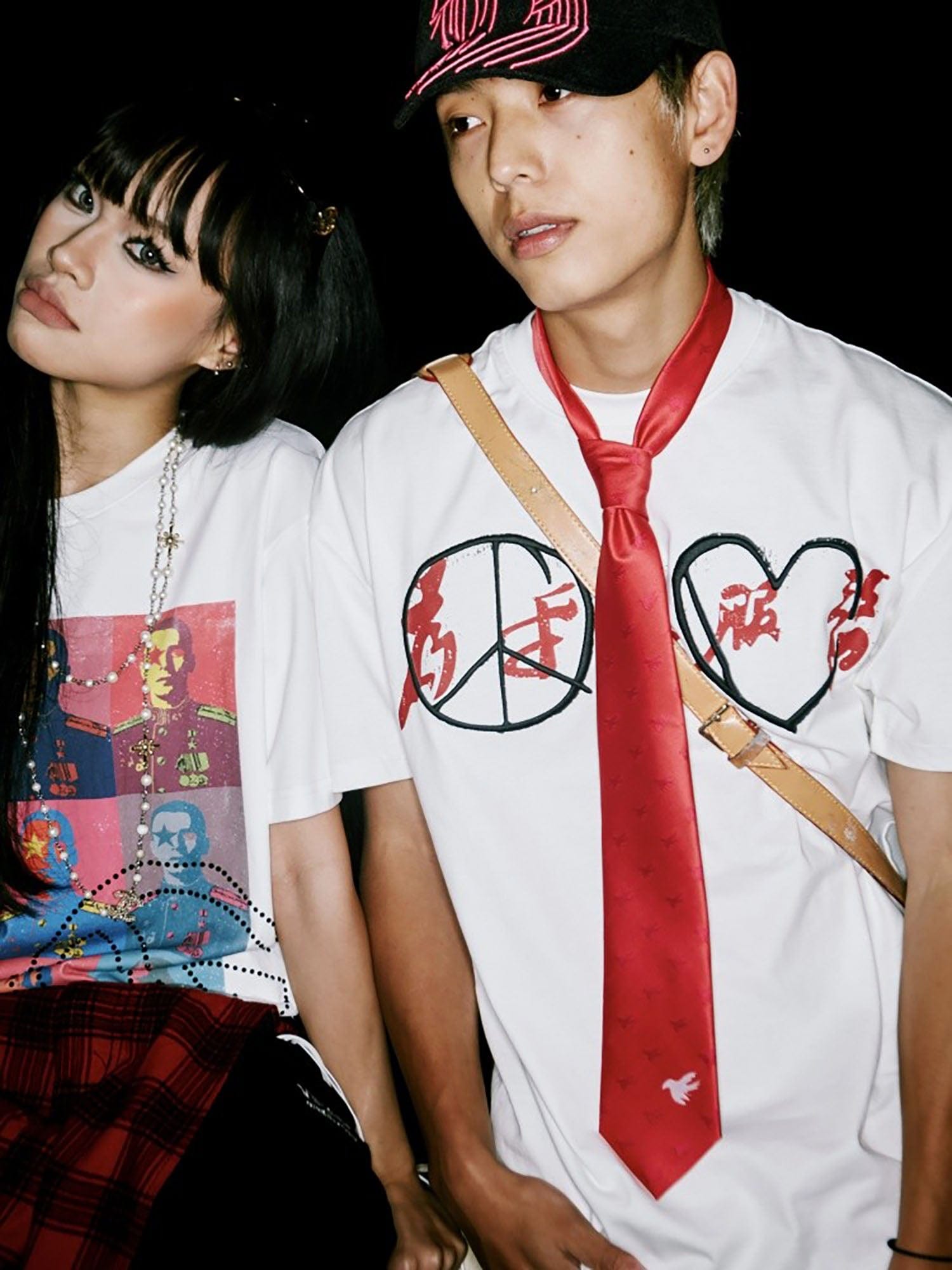 VINKID Peace Dove Jacquard Satin Tie