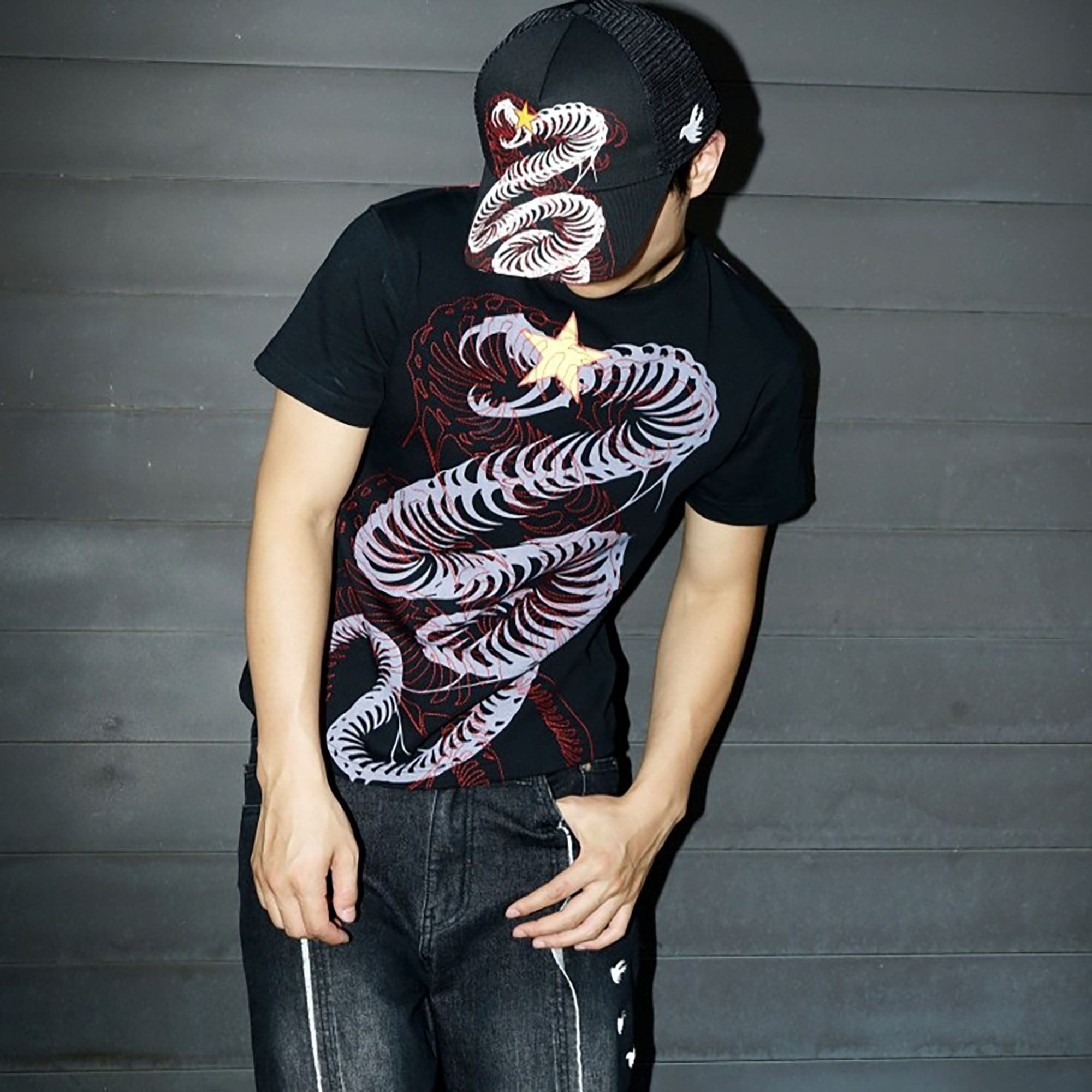 VINKID Twin Serpent Star Mesh Cap