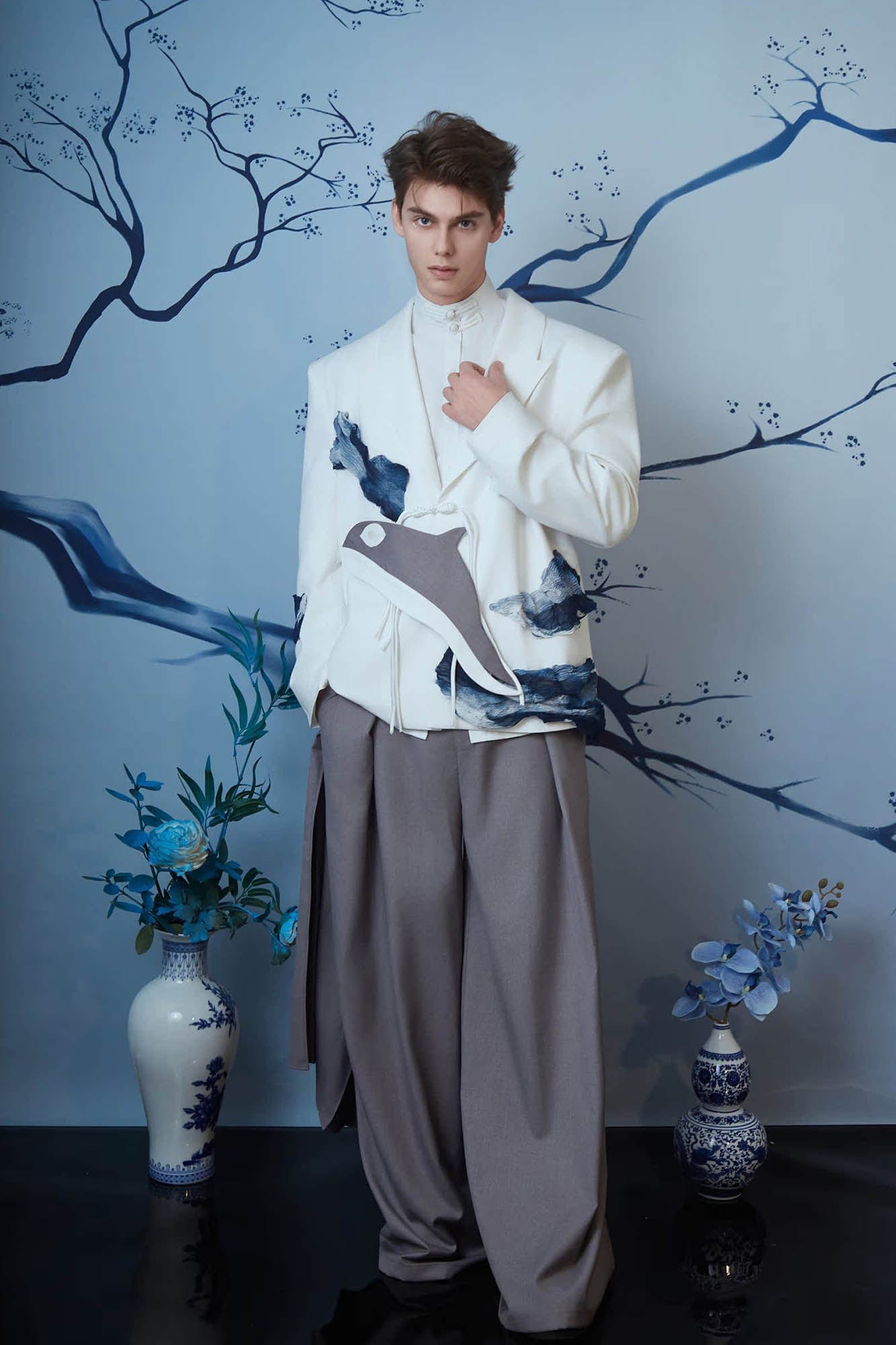 JIECHI Layered Draped Wide-Leg Pants