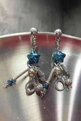 ILLUSORY Space Odyssey Industrial Drop Earrings/ Ear Clip Blue
