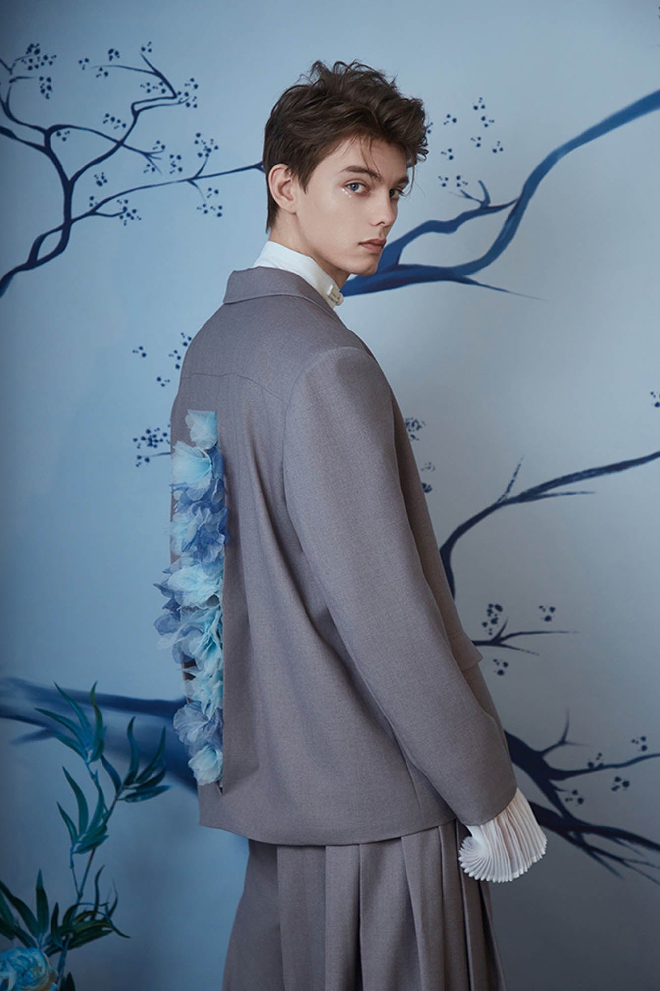 JIECHI Wild Flower Rope-Tie Oversized Blazer