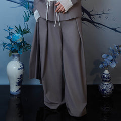 JIECHI Layered Draped Wide-Leg Pants