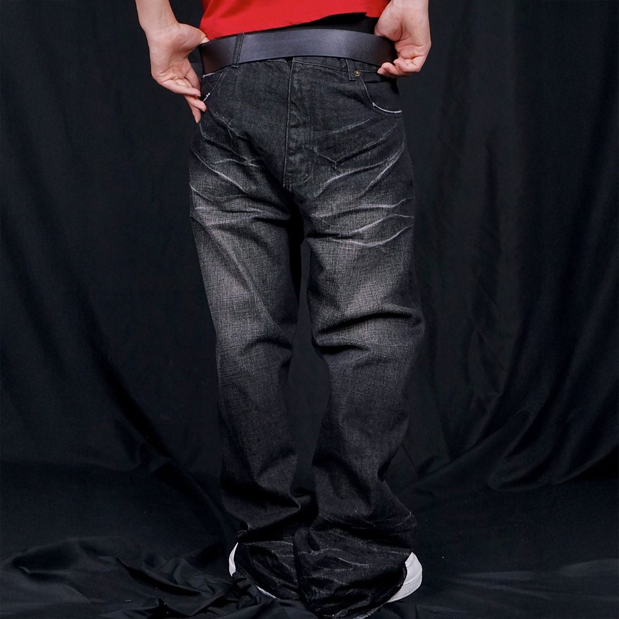 VINKID Faux Reversed Chaotic Letter Graphic Jeans