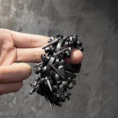 ILLUSORY Braided Spiked Leather Bracelet