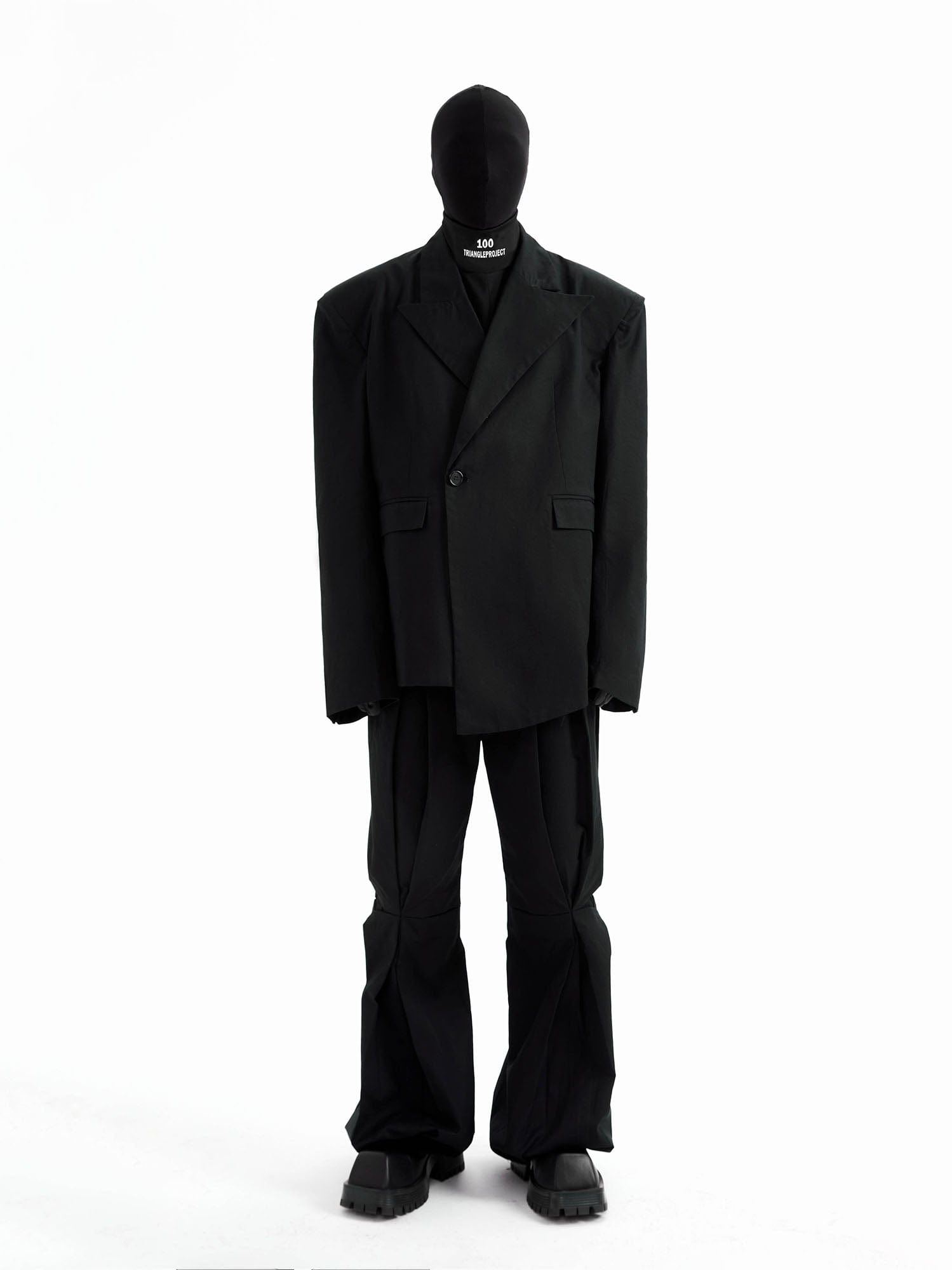 TRIANGLE PROJECT Asymmetrical Padded-Shoulder Oversized Blazer