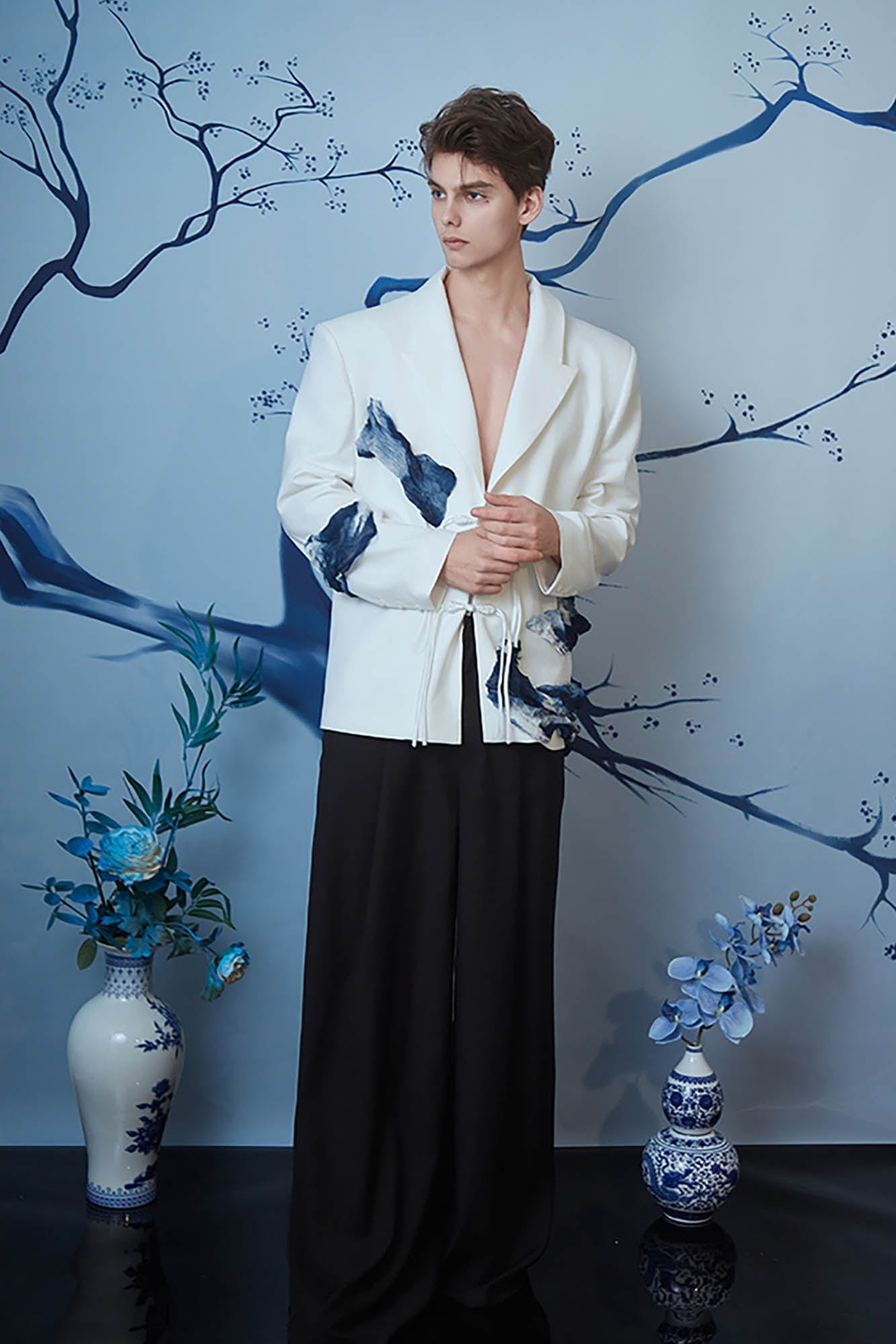 JIECHI Essential Draped Wide-Leg Pants