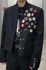 FACEONLAB Wool-Blended Cropped Uniform Blazer
