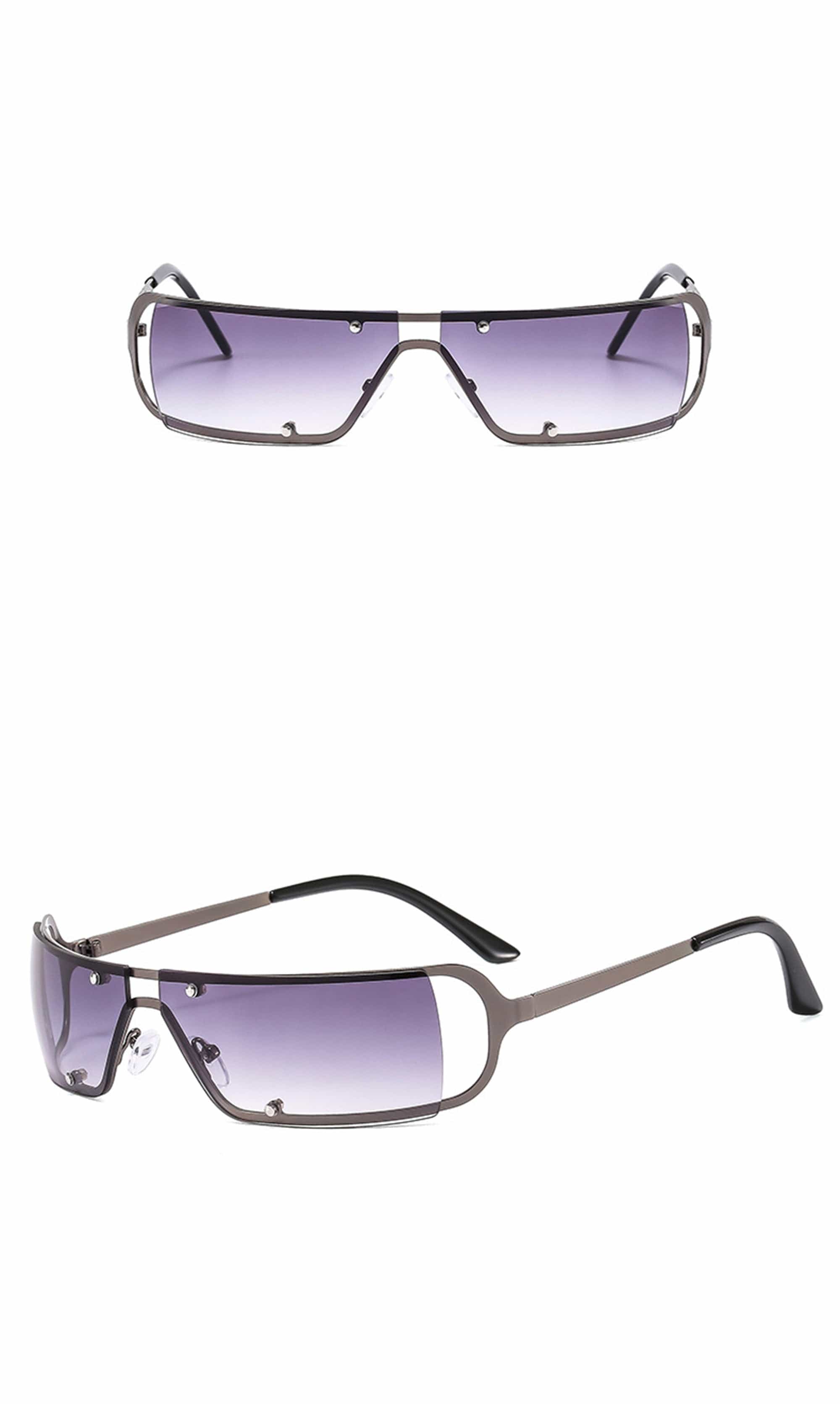 DAMAGE ASIA OPTICALS Modern Rivet Square Frame Sunglasses