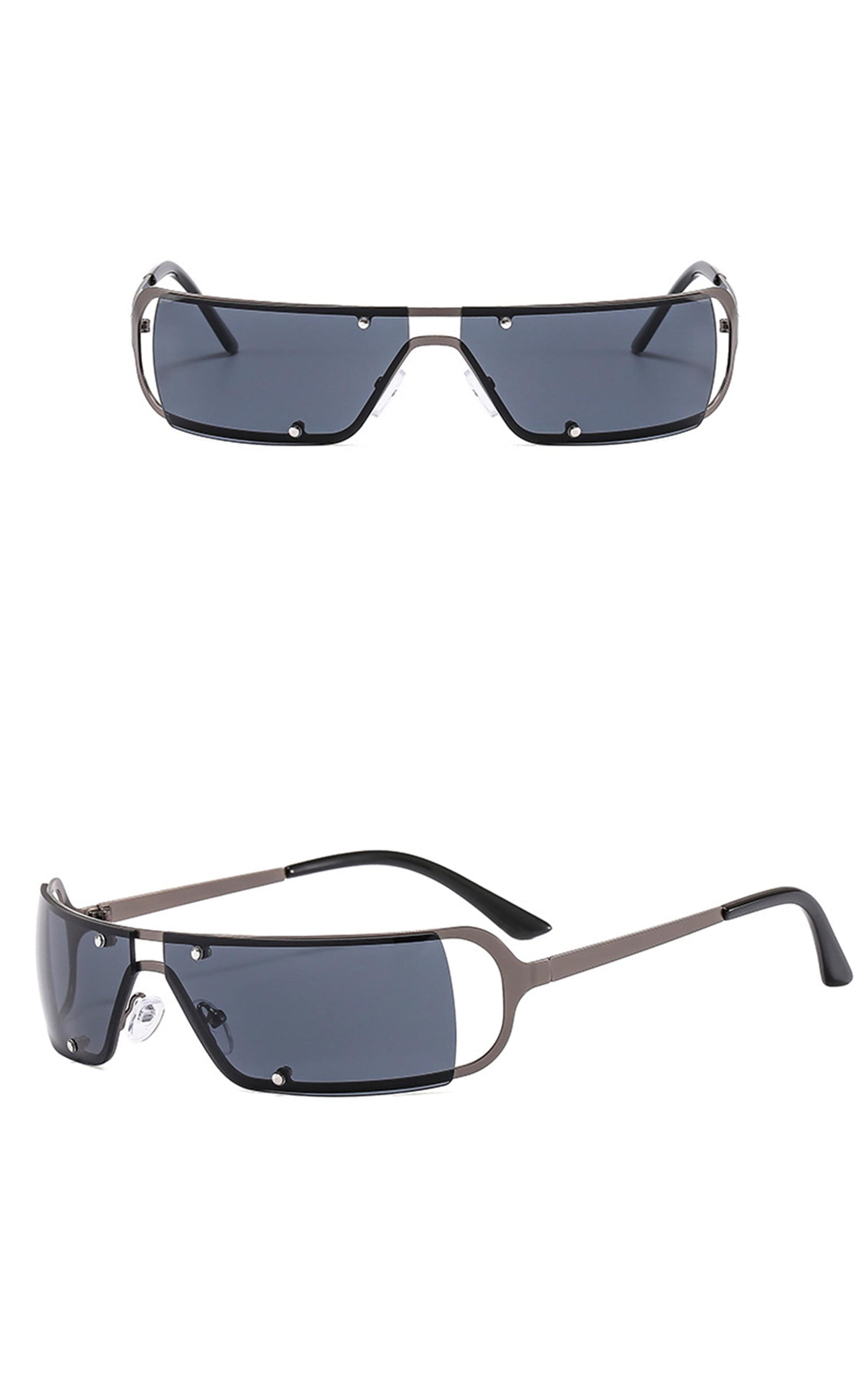 DAMAGE ASIA OPTICALS Modern Rivet Square Frame Sunglasses