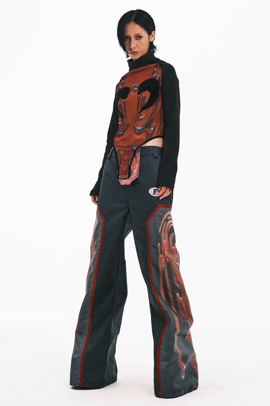 EMBRYO Totem Spliced Wide-Leg Pants
