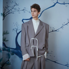 JIECHI Wild Flower Rope-Tie Oversized Blazer