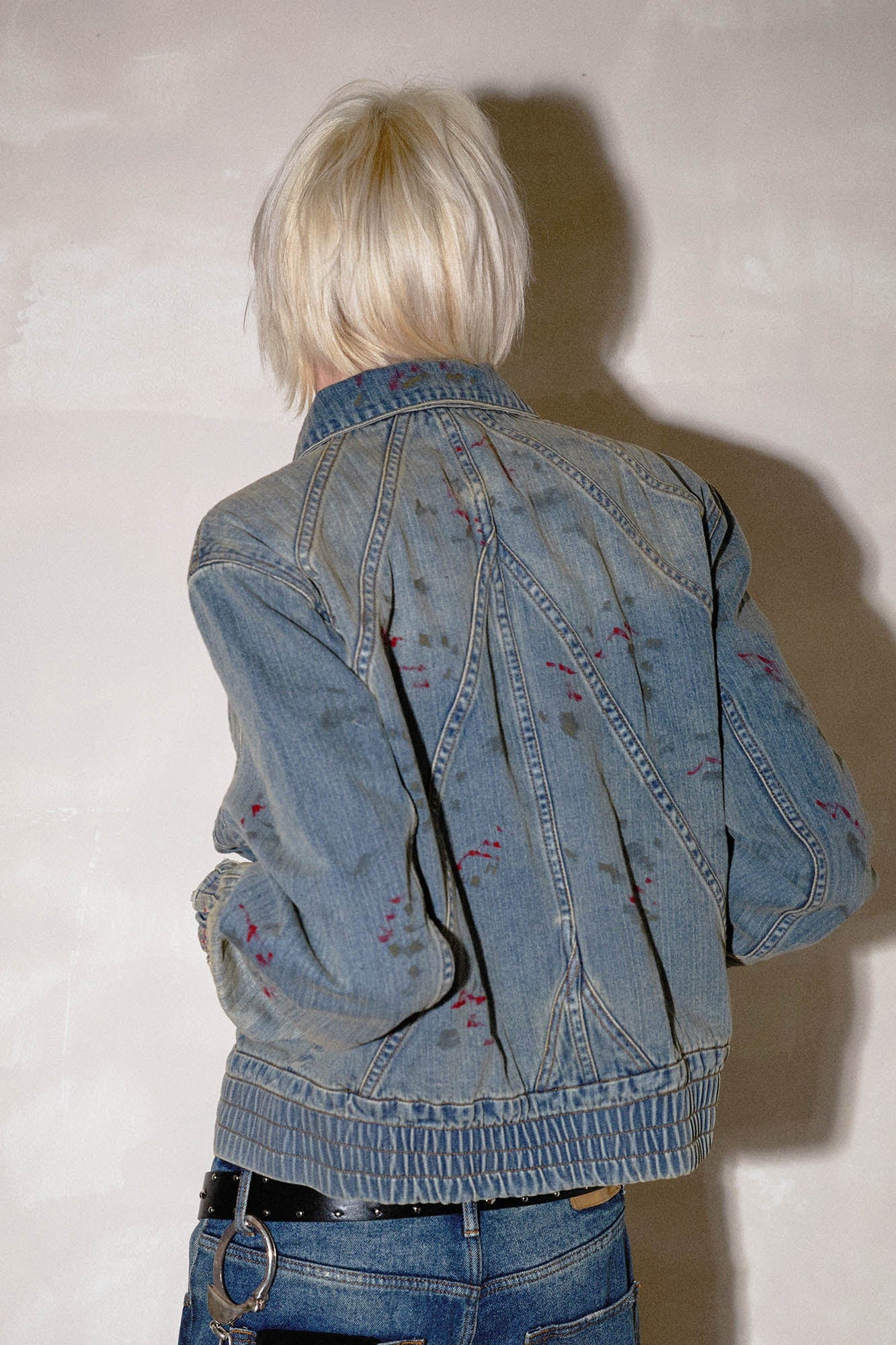 RICHILL Blood Deconstructed Cropped Denim Jacket