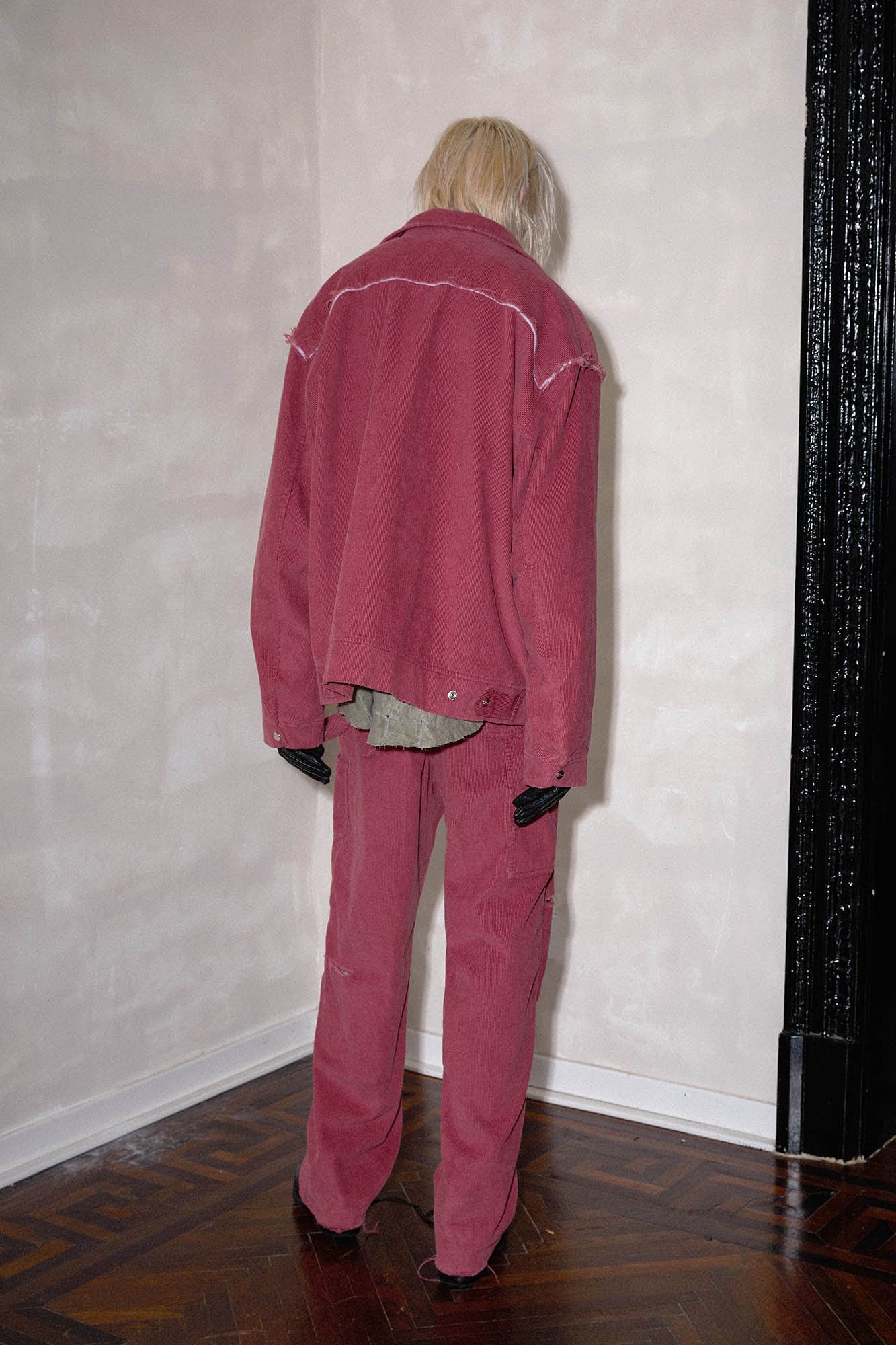 RICHILL Frayed Shoulder Corduroy Jacket