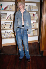 RICHILL Blood Deconstructed Cropped Denim Jacket