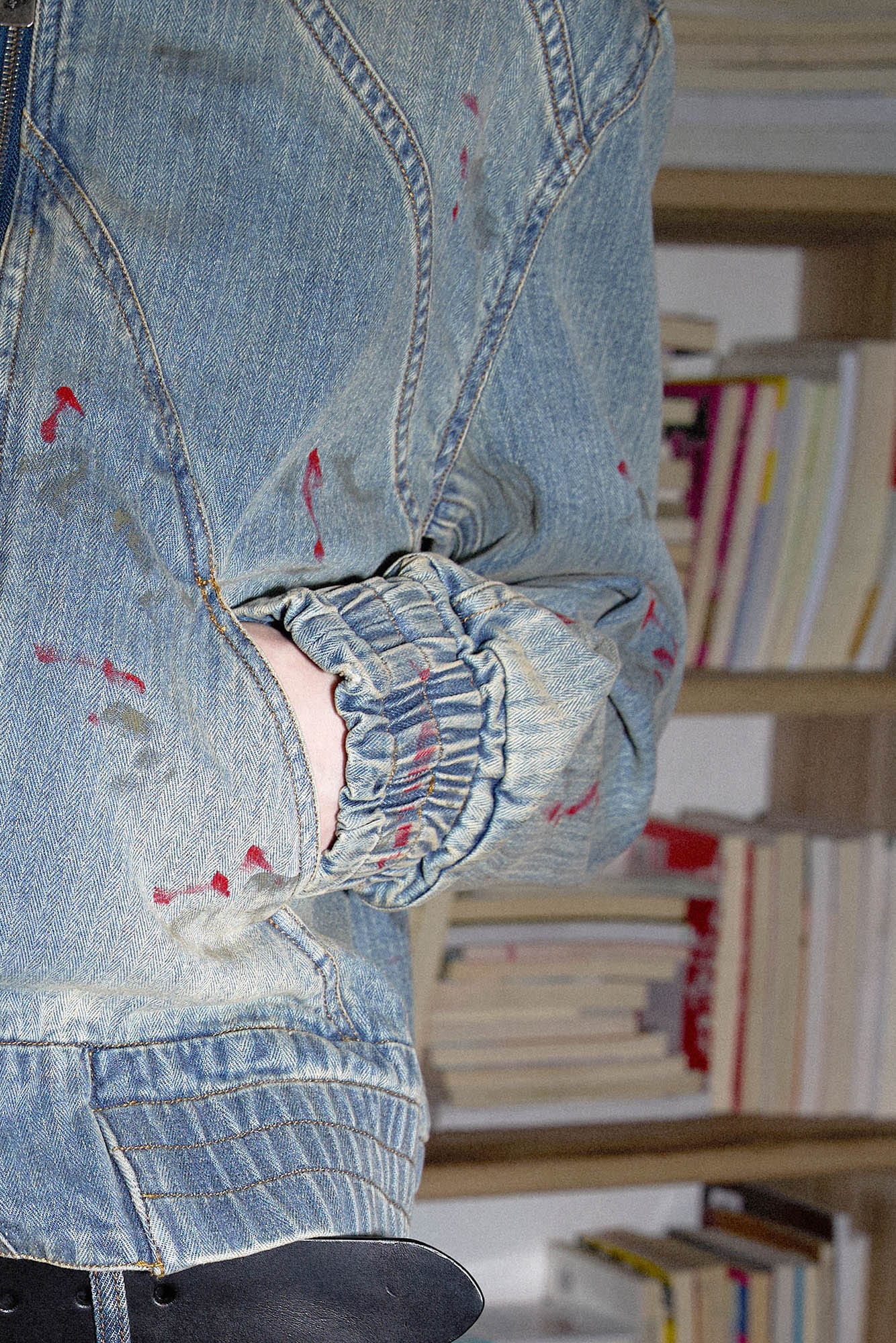 RICHILL Blood Deconstructed Cropped Denim Jacket
